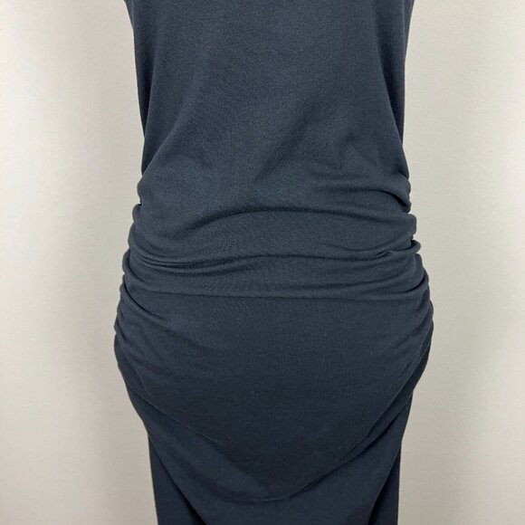 Michael Stars Racerback Midi Dress Womens Medium Black Shirred Bodycon 9579 M - Picture 4 of 14